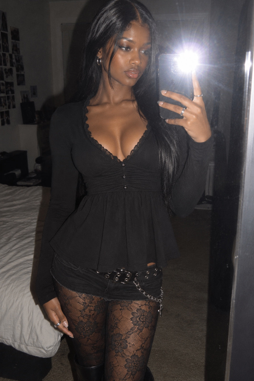 Ombeline top col V dentelle