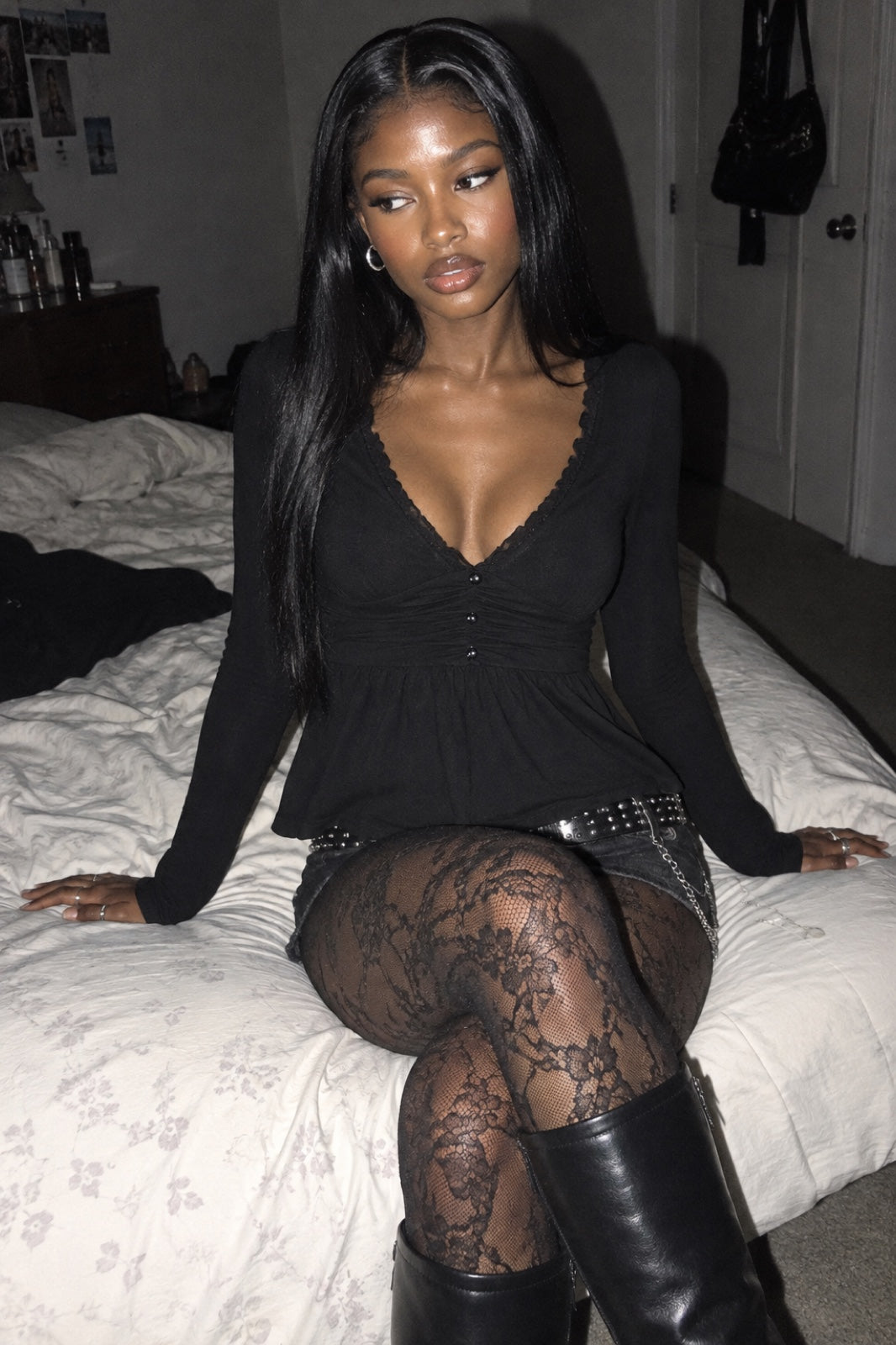 Ombeline top col V dentelle
