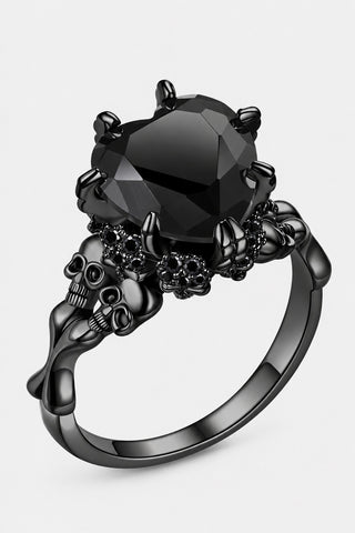 Ossuaire — Bague crânes pierre noire ou rouge