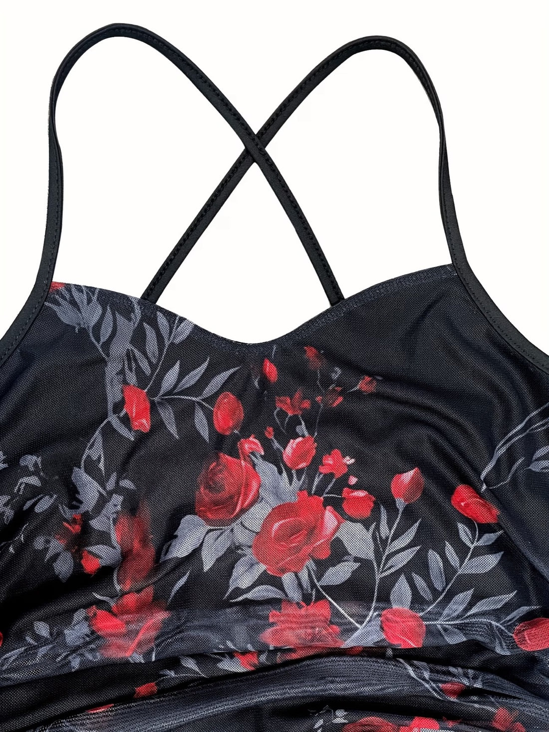 Roseline — Robe longue sirène imprimé roses