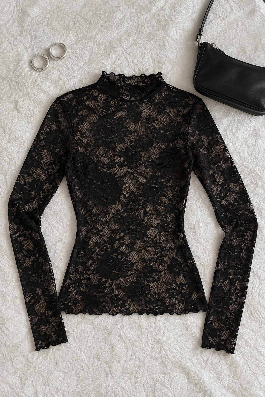 Scarlett top en dentelle manches longues